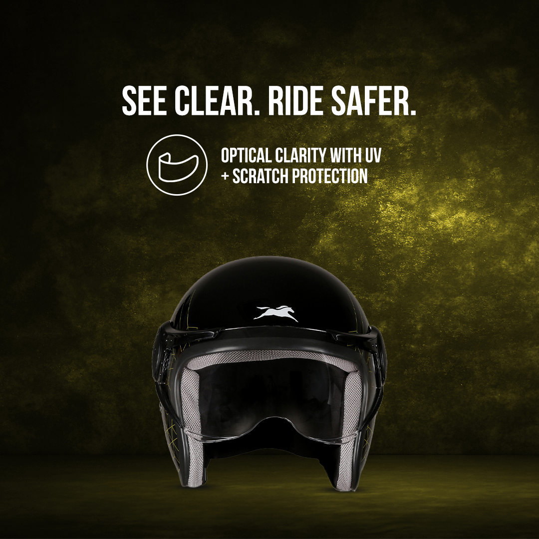 TVS Cruisetown Open Face Helmet – Stylish & Safe Helmet for Riders | ISI & DOT Certified | Premium Protection for Men & Women | Comfortable, Durable & Lightweight Design with Visor